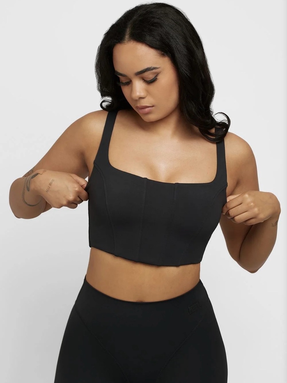 Square Neck Corset Sports Bra Top